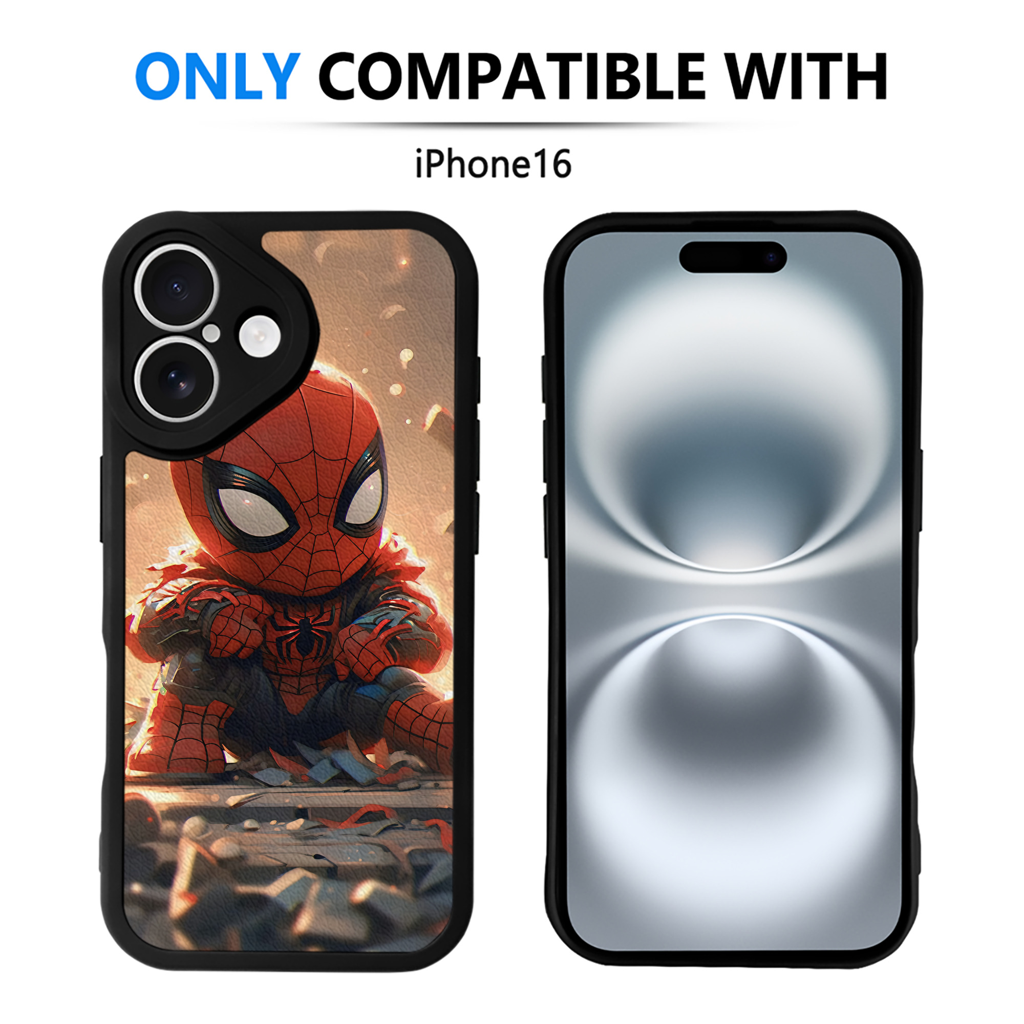 （画像用） Spider Man スパイダーマン 【iPhone 16シリーズ対応】シリコンスマホケース（レザー調） 材質：シリコン